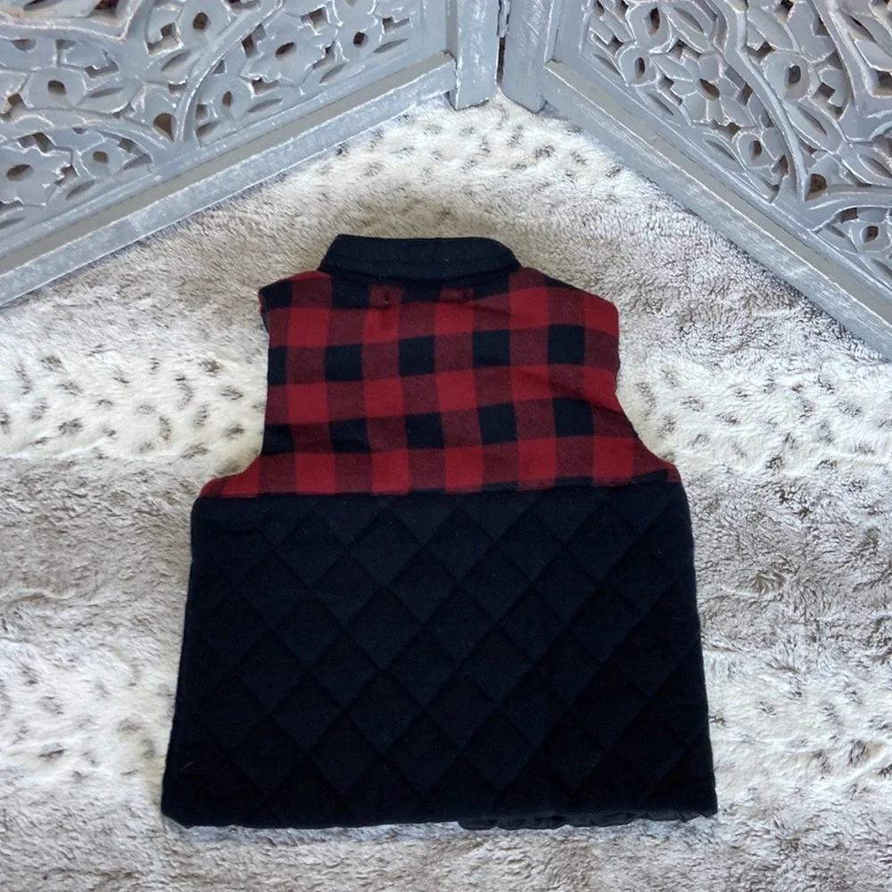 Tommy Bahama black red plaid vest baby boys 24 months Christmas holiday party
